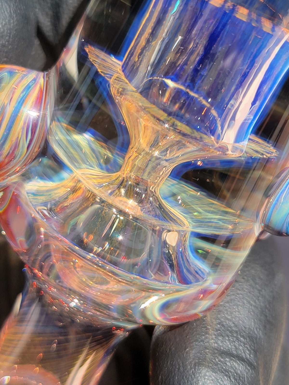 Heady Handmade 4.05″ Glass Tobacco Smoking Pipe Fumed 24kt Gold And Silver