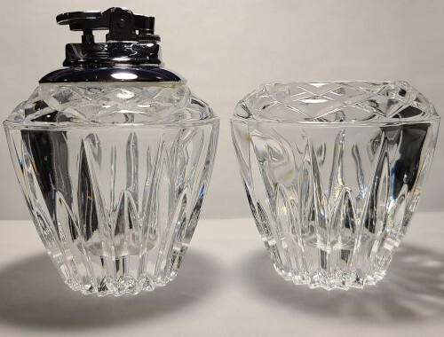 Vintage 2-Pc Princess House Lead Crystal Table Lighter & Cigarette Holder