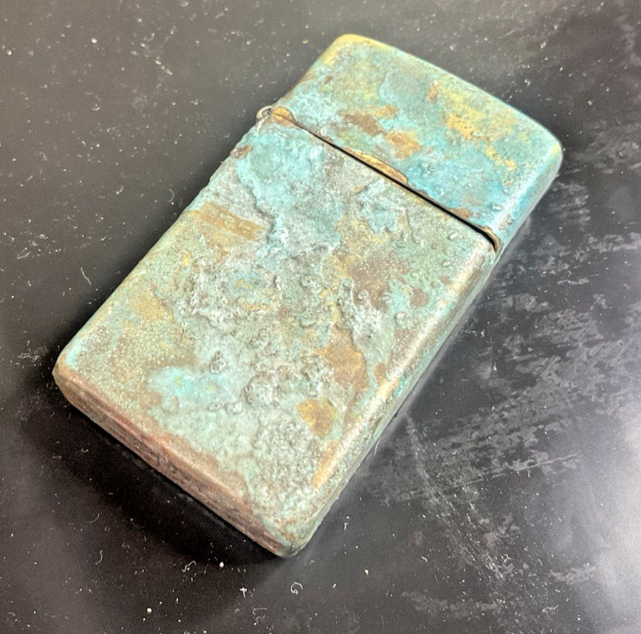 Shipwreck Zippo: The “Reef”-Turquoise. Salty Texture. Fuel-Saving Zippo Insert.