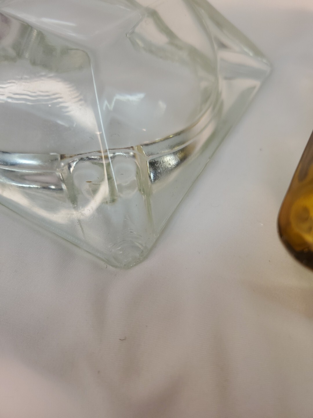 2~ Vintage Ashtrays Honey Amber & Clear Cigar Cigarette Heavy 3lbs.~ Read~