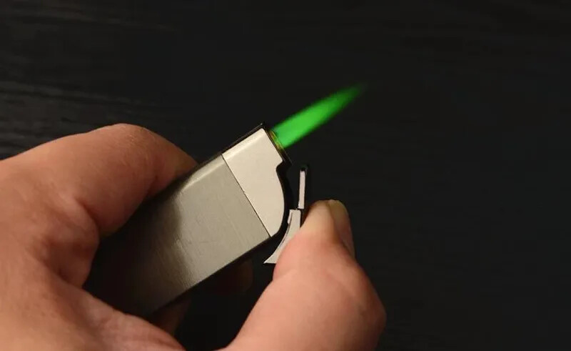 Ultra Thin Refillable Butane Lighter Small Metal Windproof Jet Torch Gas Lighter
