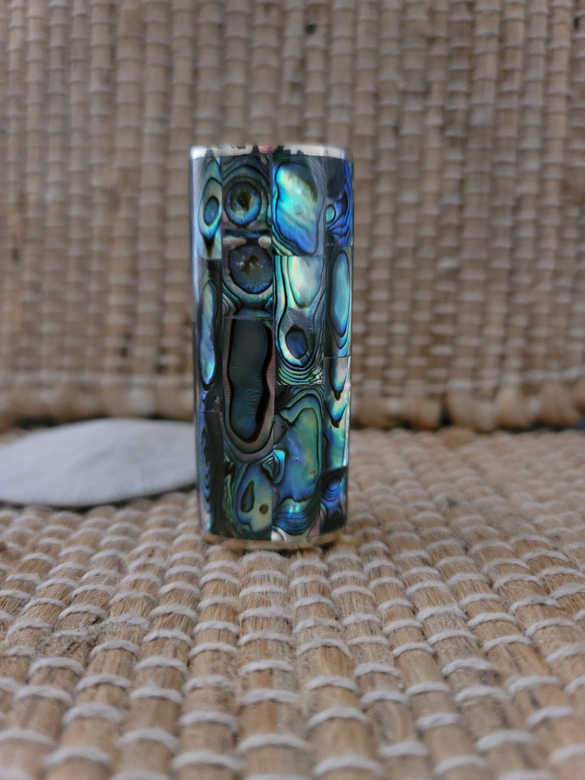 Handmade Abalone Shell Lighter Case BIC Fit Blue Green Mosaic Ocean Gift
