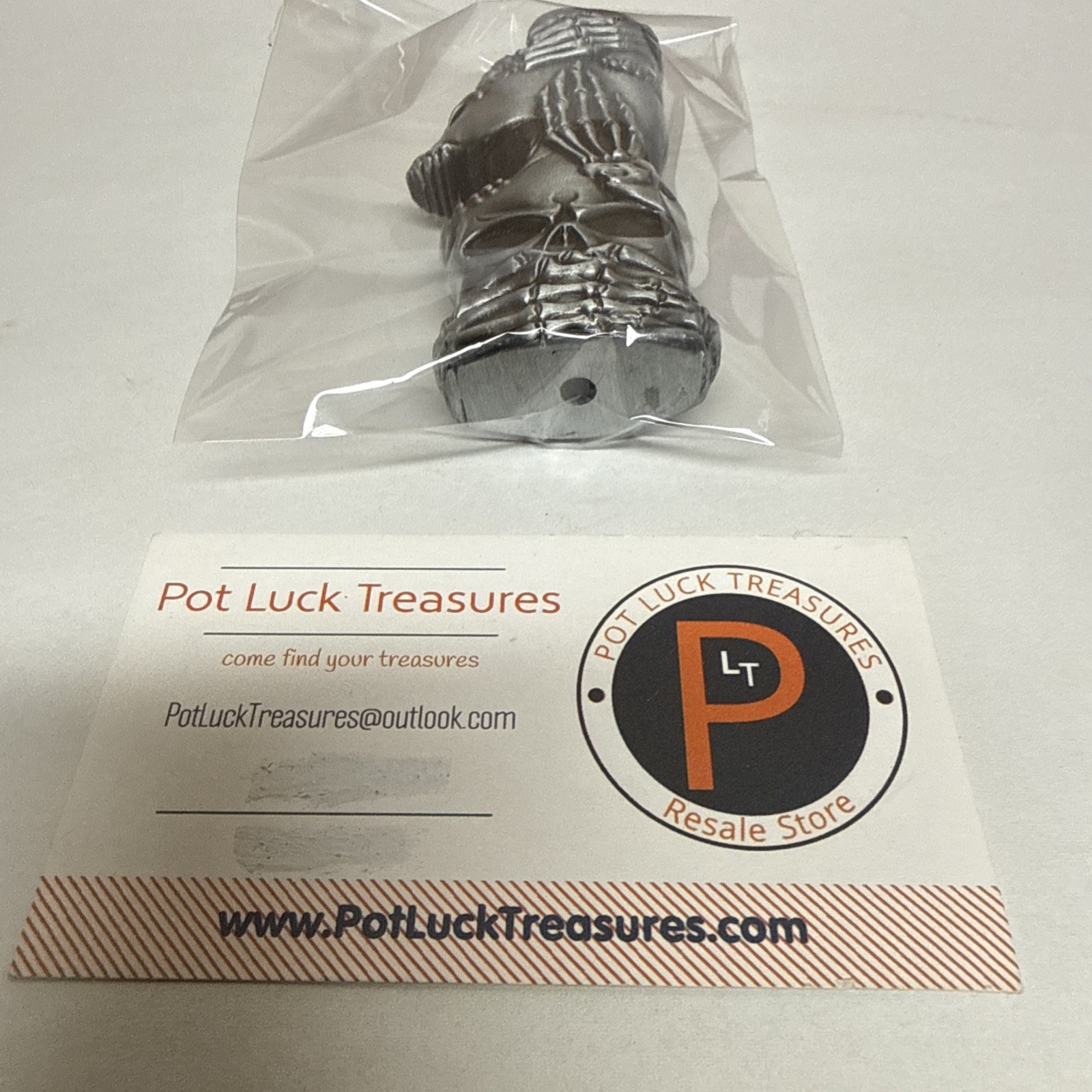 Pewter Skull Head and Skeleton Hand Metal Lighter Case Cover~ fits BIC