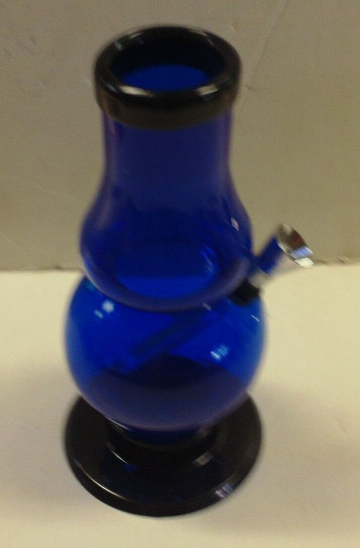 6″ ACRYLIC PLASTIC BUBBLE & HALF THUMB CARB WATER PIPE BONG BLUE 1.5″ M USA