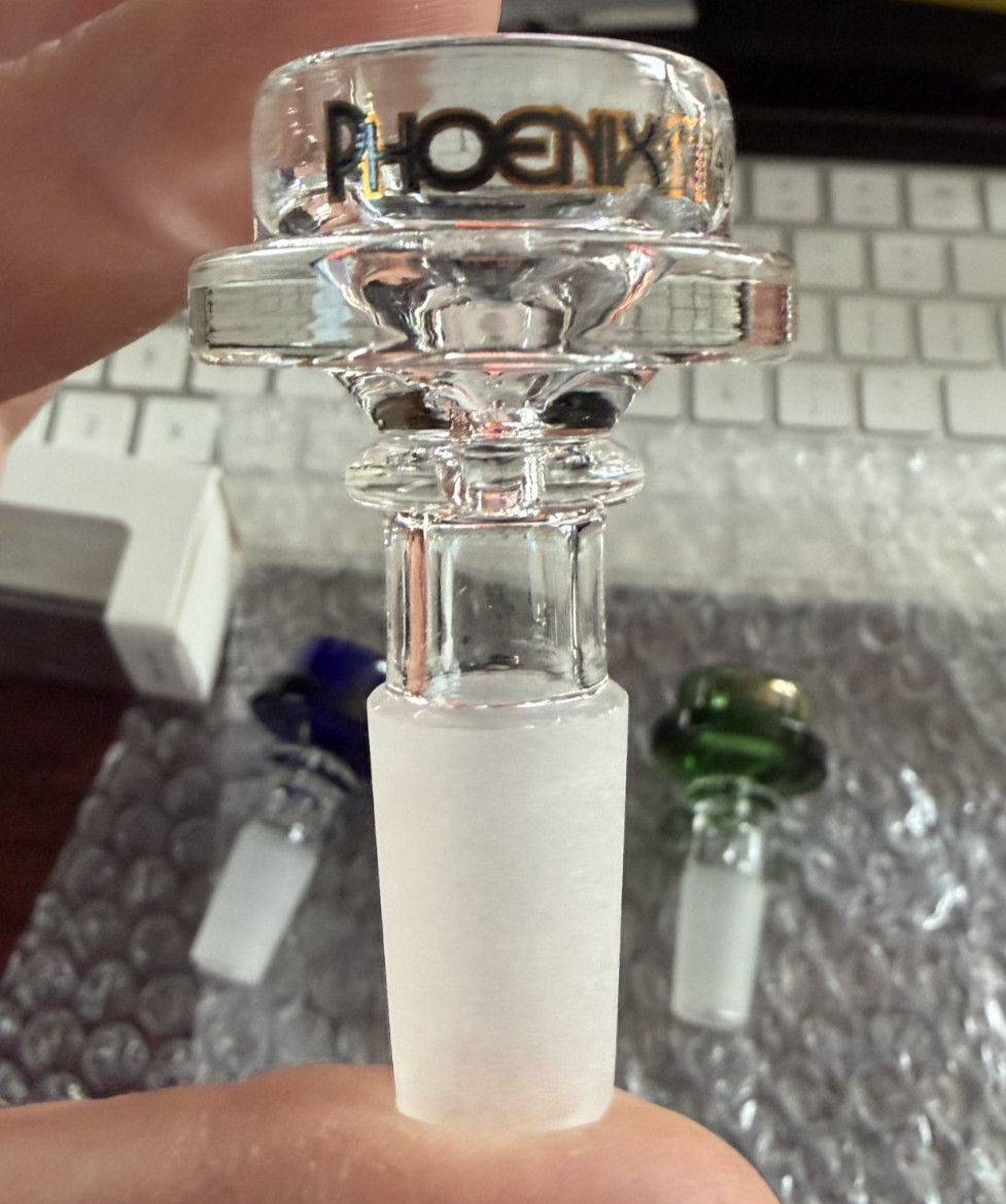 14mm Glass Bowl single hole Thick pull-out slide Phoenix Star Branded CLEAR