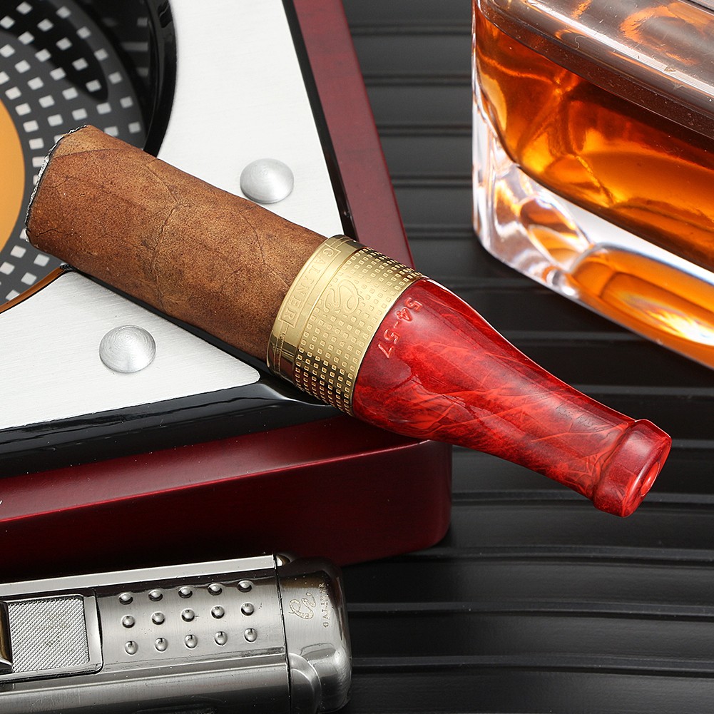 Galiner Windproof Metal Cigar Lighter 3 Jet and Cigar Holder 4 Size Pure Copper