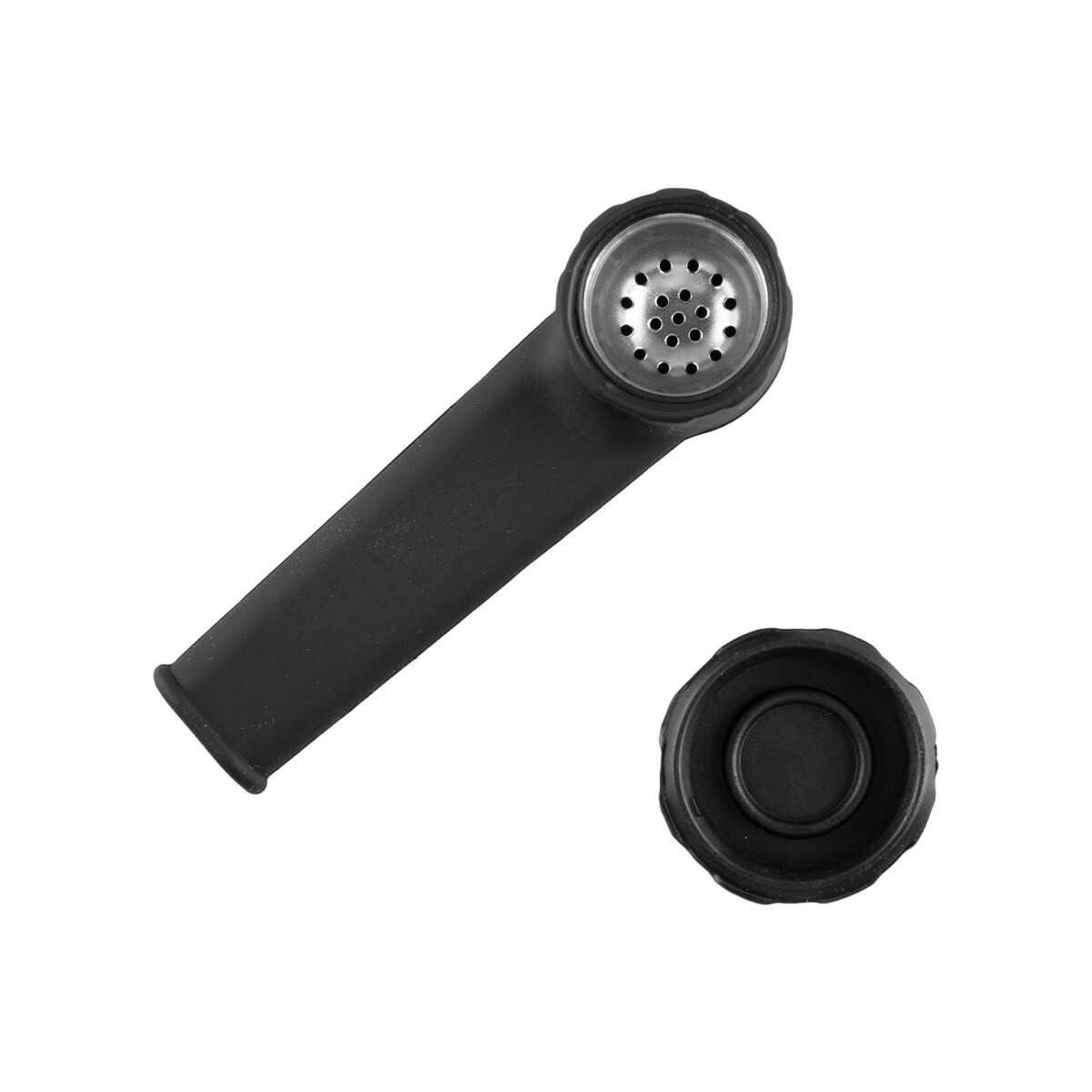 2-Pack Black Silicone Smoking Pipes – 4″ with Lid & Stainless Steel Screen