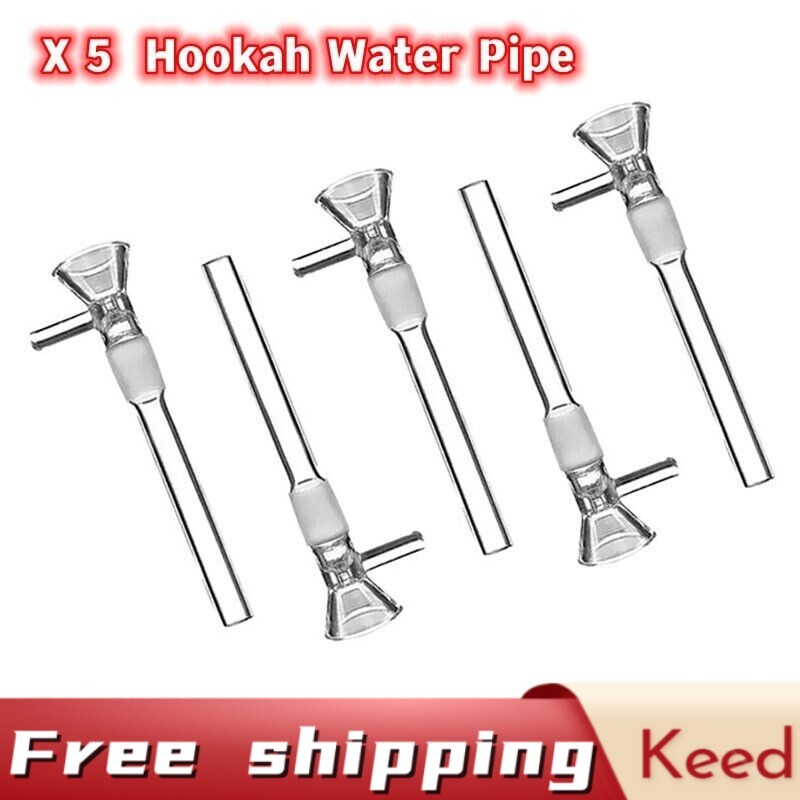 5x 4″ Hookah Water Pipe Glass Bong Down Stem Downstem 14mm Male Bowl Piece