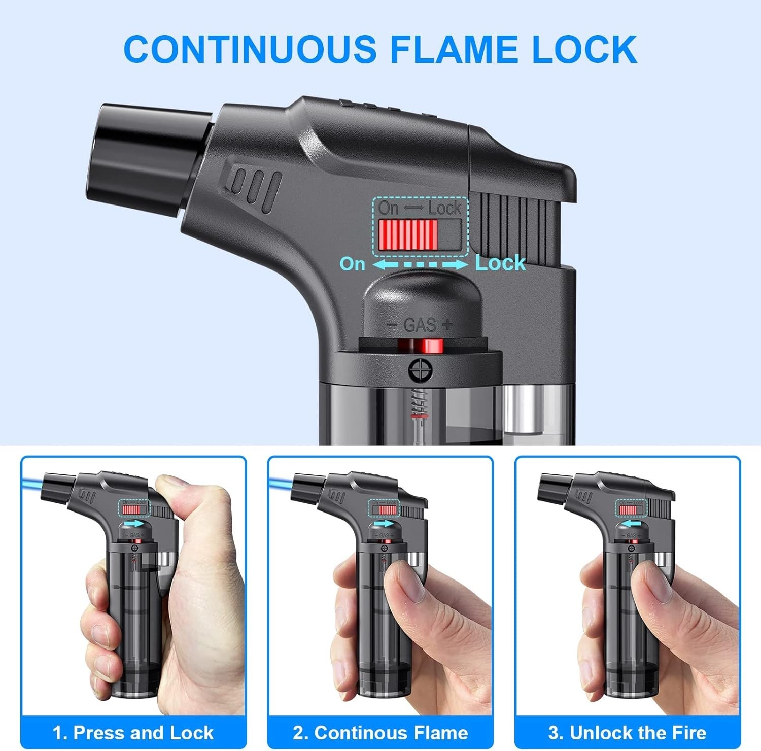 Torch Lighters, 4 Pack, Butane Refillable Jet Flame Torch Lighter, Windproof,…