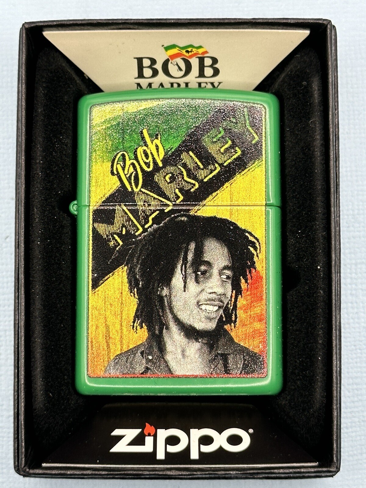 Bob Marley Grass Design 46152 Green Matte Zippo Lighter NEW