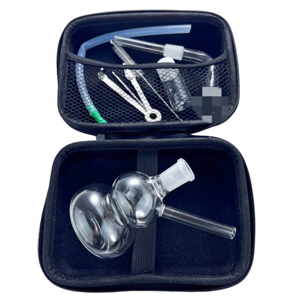 Portable 4″ Glass Bong Gourd Smoking Water Pipe Hookah Bubbler W/Tool Box SET