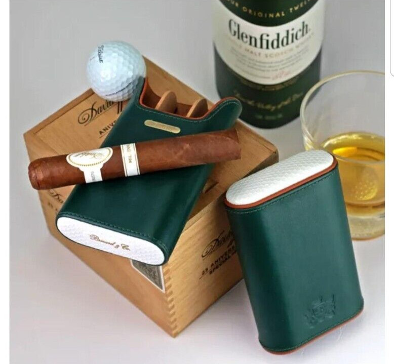 BRIZARD & CO L.E. 3 CIGAR CASE HOLDER GOLF AUGUSTA GREEN & WHITE ONLY 300 MADE