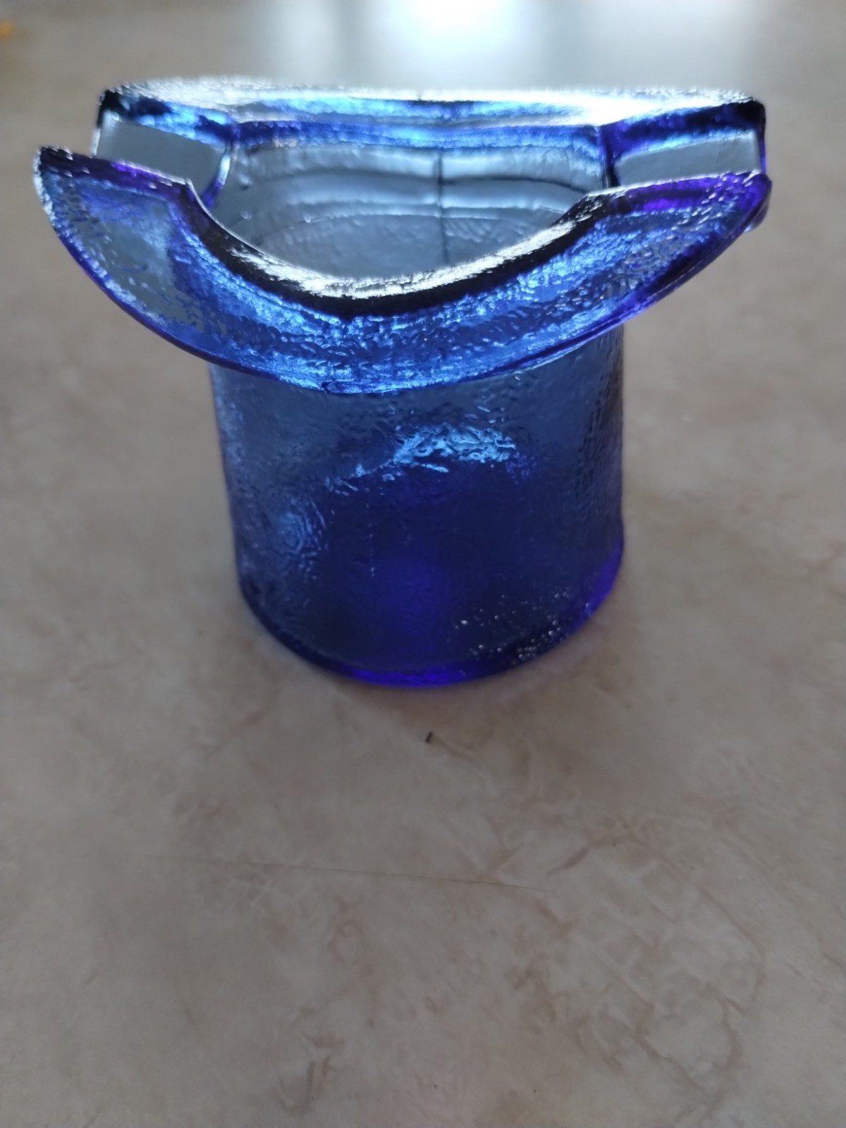 Vintage Ashtray: Cobalt Blue Glass Top Hat 3 inches By 2 1/2 Inches