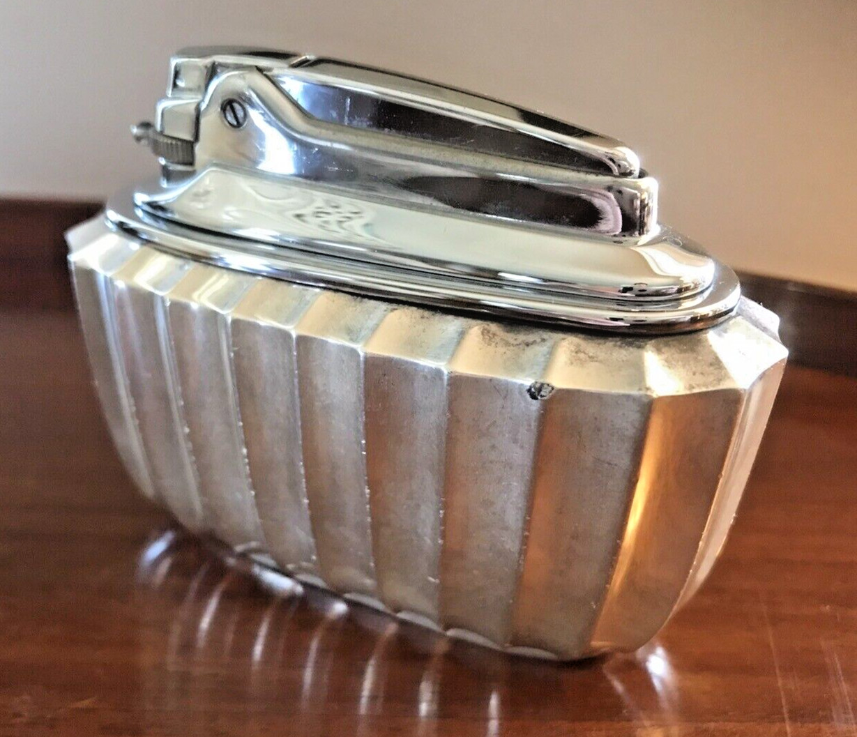 Vintage Ronson Silver Plated Tabletop Cigarette Lighter England (No Wick/Fluid)