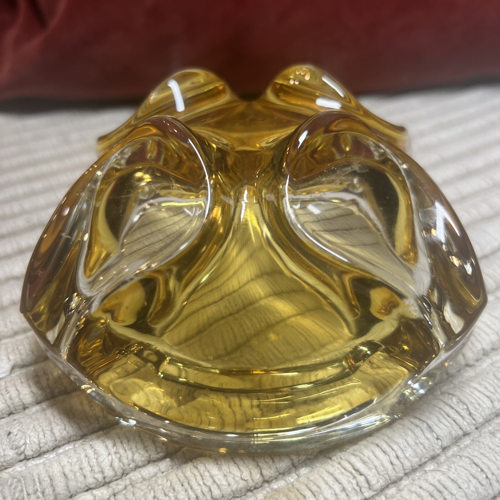 Vintage 1960 Heavy Ashtray 2-Tone Yellow Amber & Clear Glass