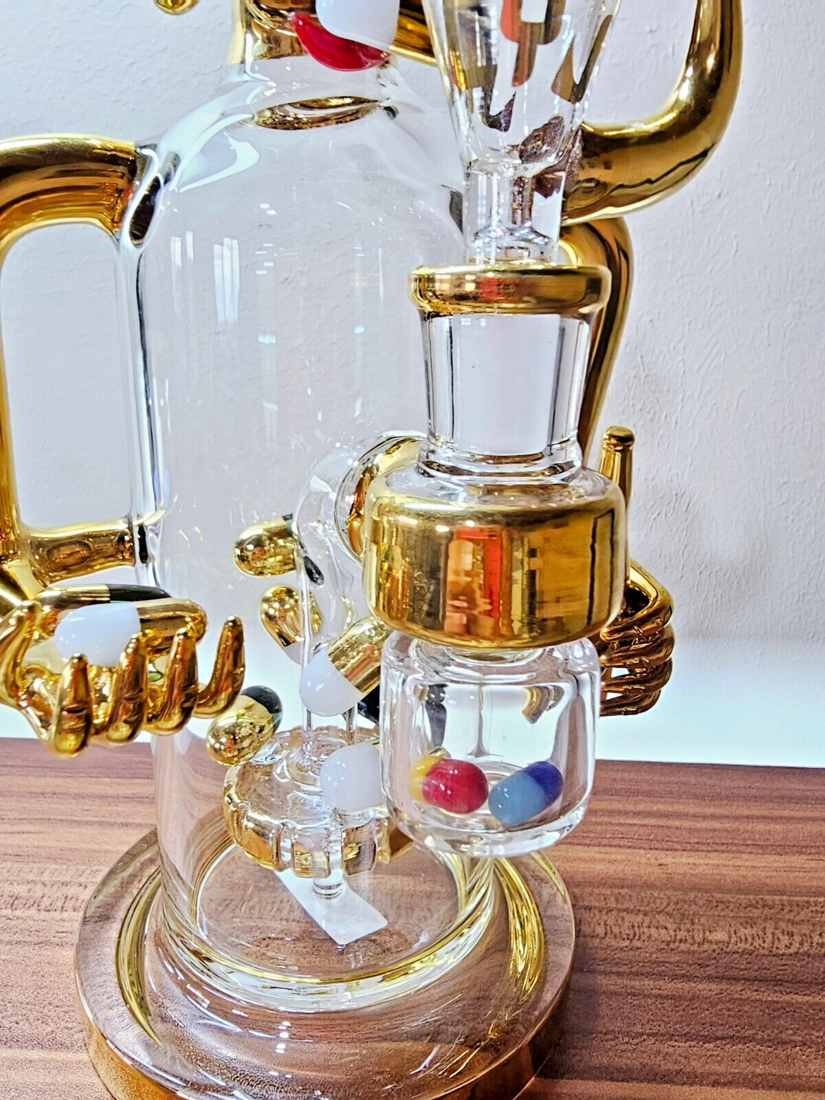 CHEECH GLASS x Juicy J Gold Pill Man Glass Water Pipe, Hookah, RIG, Bong