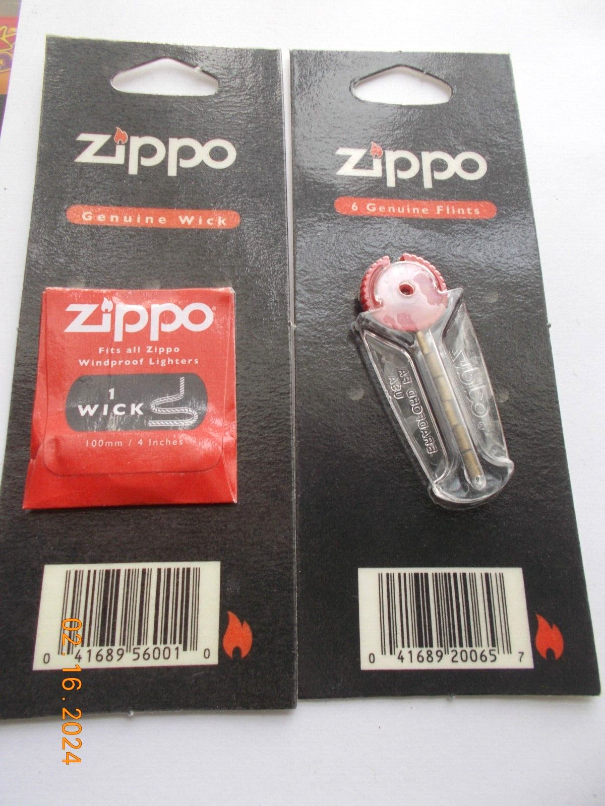 One Each New in Packages Genuine Zippo 6 Flints + Windproof Lighter Wick