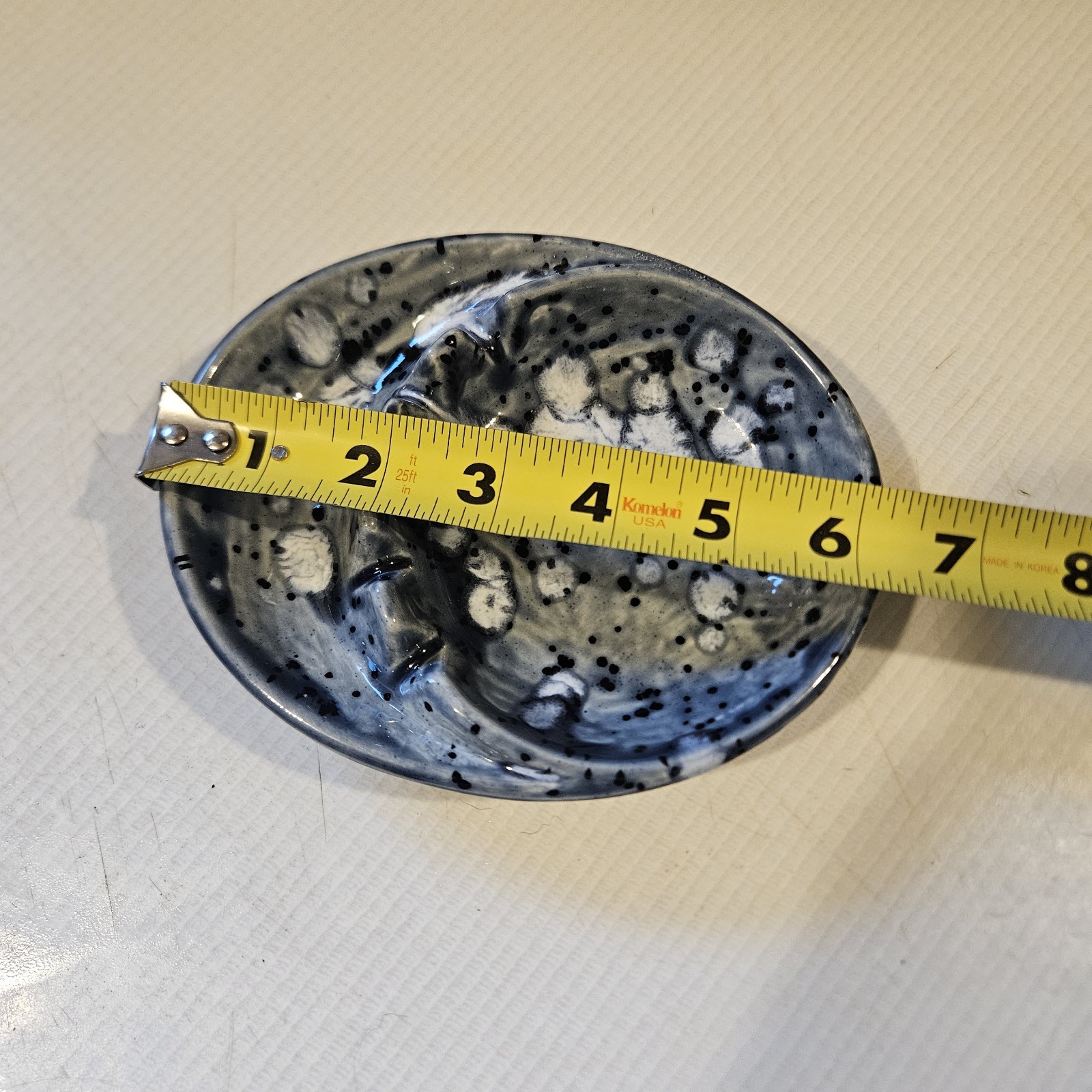 Ceramic Ashtray Speckled Blue Oval