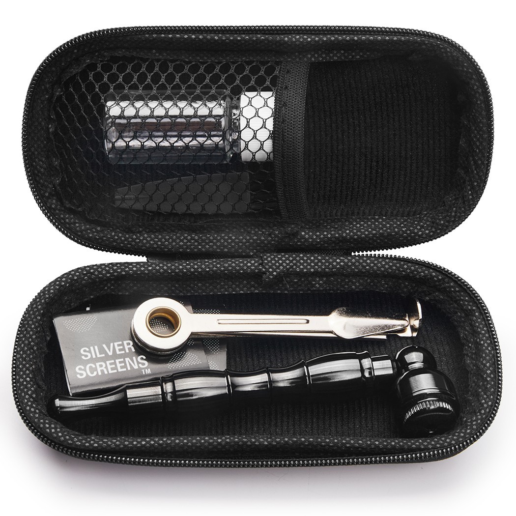4.3″ Metal Detachment Tobacco Smoking Pipe with Cap Lid Screens and Tools Screen