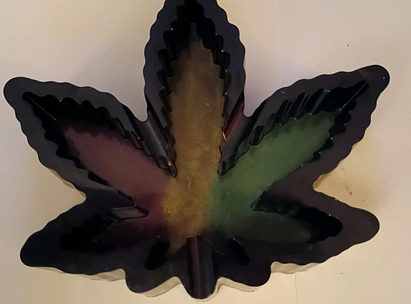 Resin Ashtray In Shape Of Marijuana Leaf. Homemade