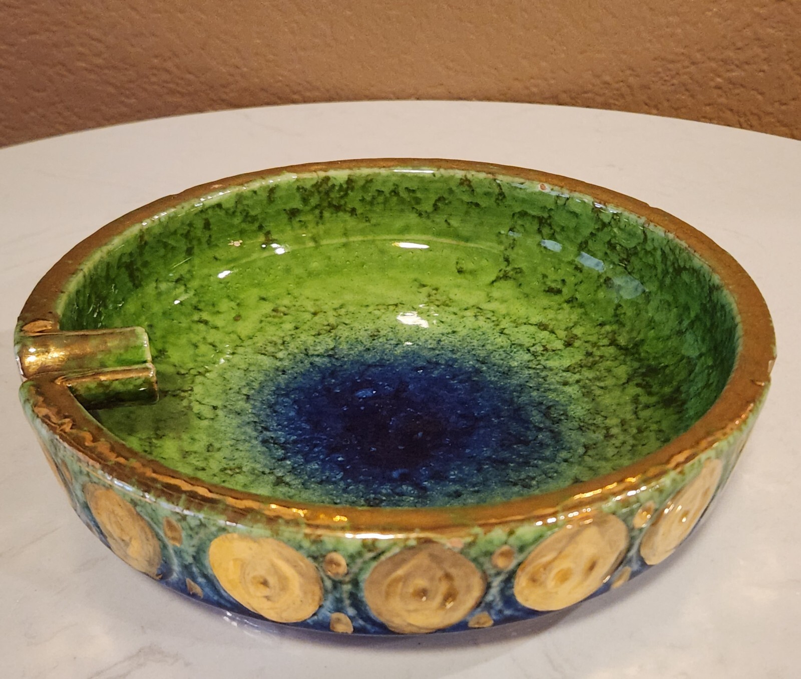 Ashtray Italian MCM Style 8 in Round Bitossi Bagni Style