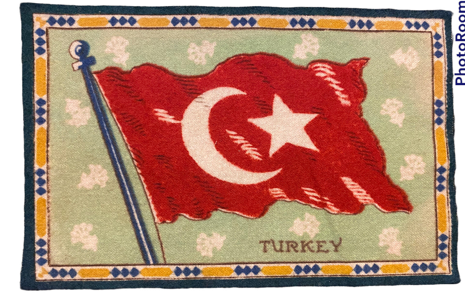 VINTAGE AMERICAN TOBACCO FELT BLANKET FLAG EARLY 1900S Turkey 5” X 8”