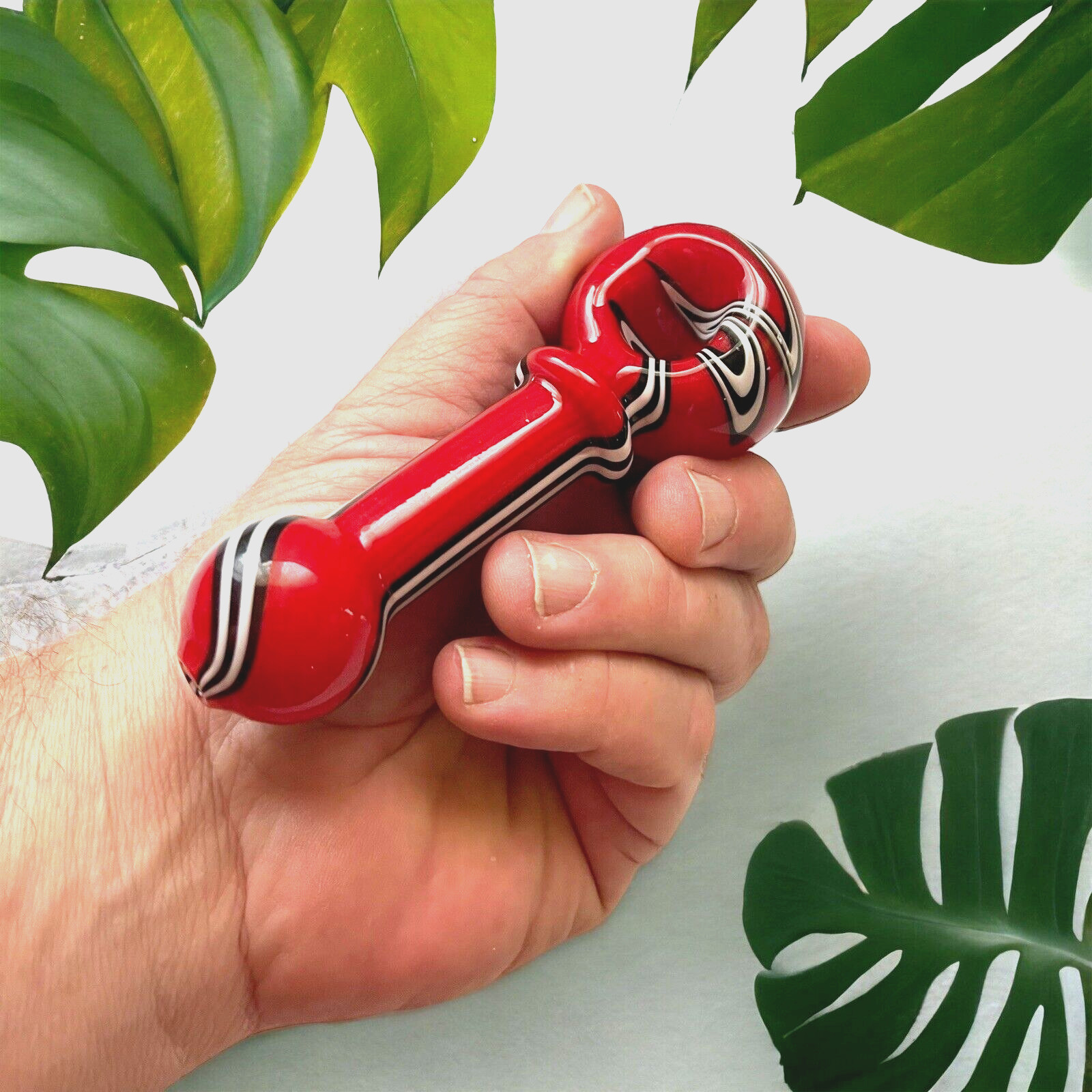 4.5″ Glass Tobacco Smoking Pipe Handmade In USA Heavy Strong Portable Red