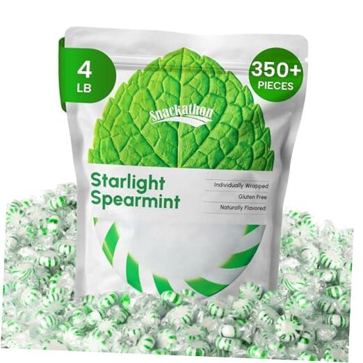 Starlight Candy, Individually Wrapped, Spearmint, 4 Pound