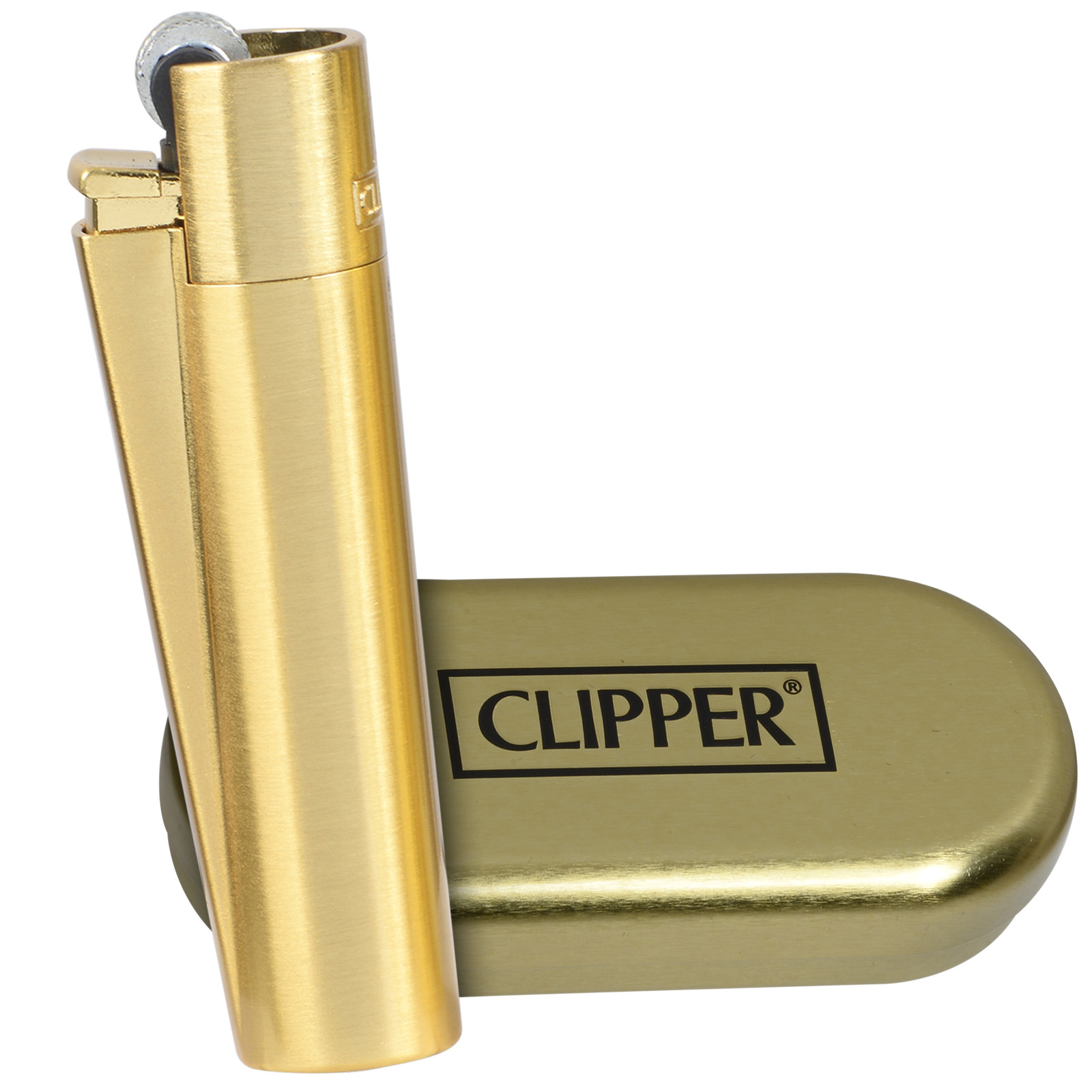 Clipper Metal Lighter – Refillable, Includes Case. Gold Style Butane Lighters