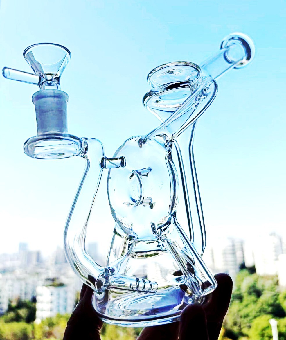 Multiple water pipes Tall bong Slanted mouth Water Smoking Recycler rig 14mmbowl