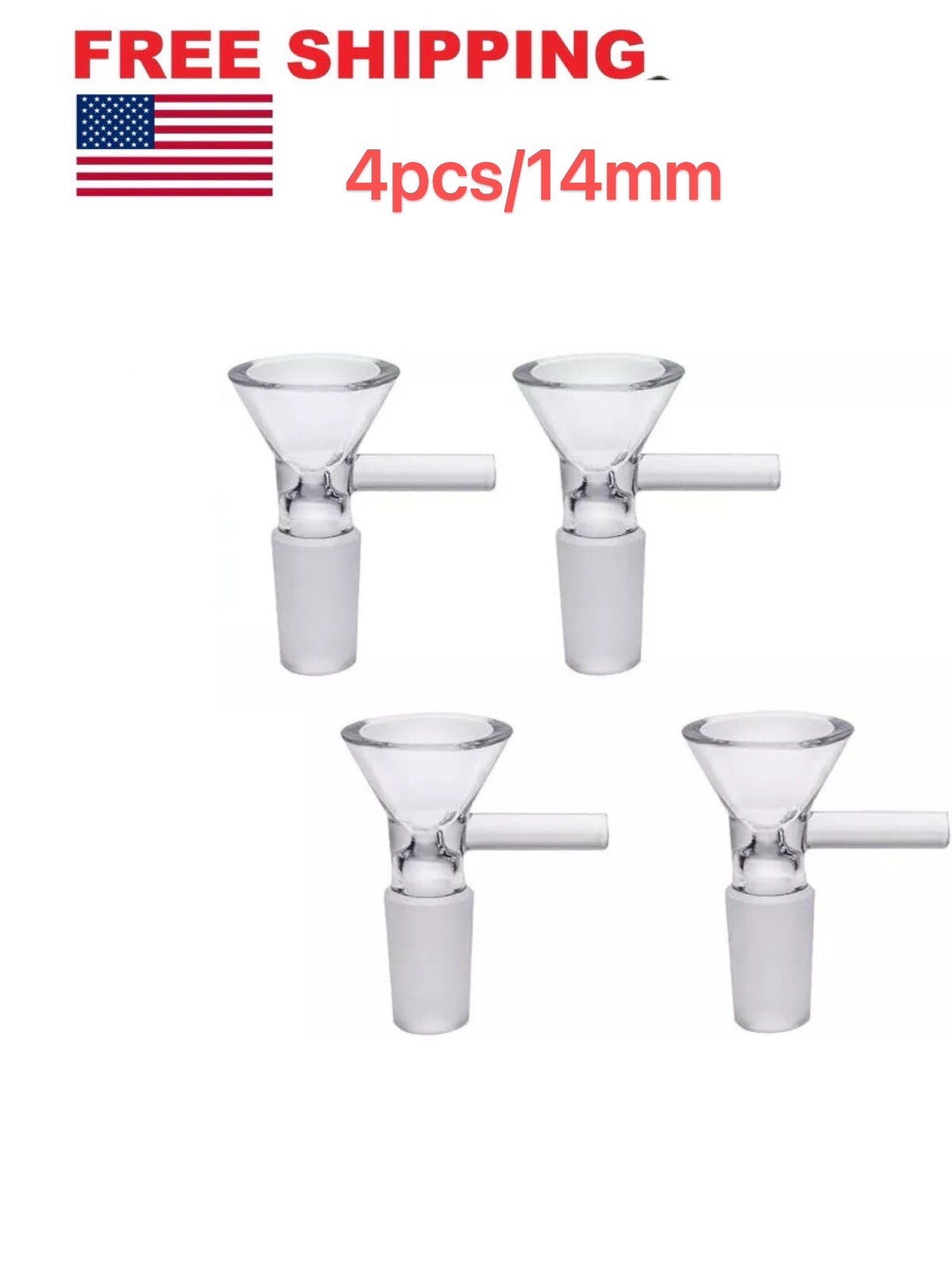 4pcs 14mm male Glass Bong Bowl Handmade Smoking Slide Bowl Replacement for Bong