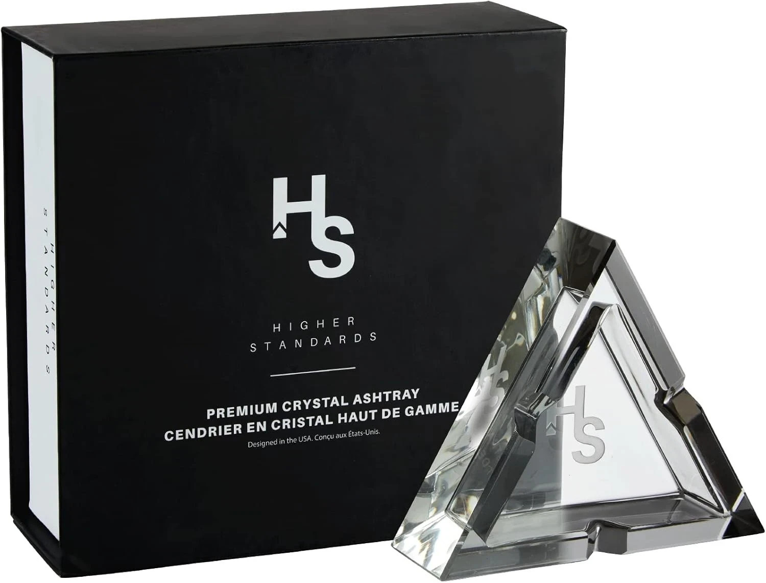 Higher Standards Premium Elegant Crystal Ashtray, Indoor and Outdoor Use. 6.5 in