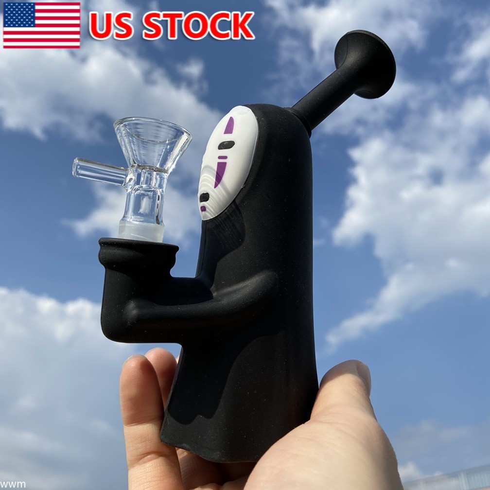 6.2 Inch Faceless Man Design Silicone Hookah Water Pipe Bong With 14mm Bowl NEW