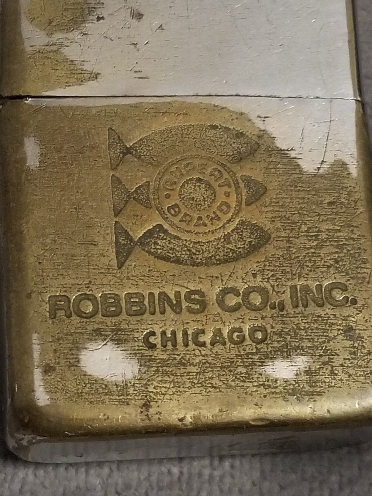 VTG 1950s Zippo Lighter “Robbins Co Chicago” Bradford Patent 2,517,191 PA USA
