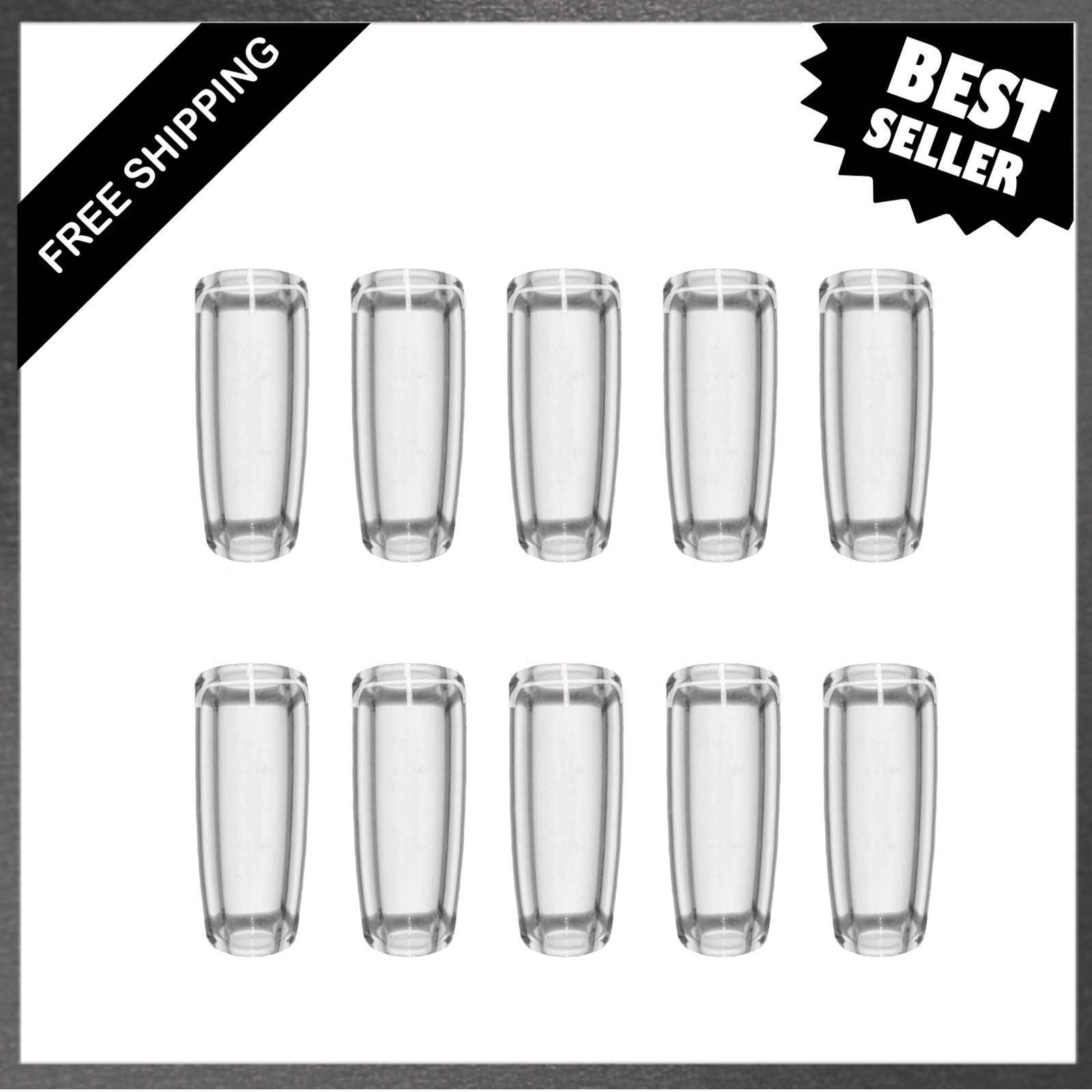 Glass Filter Tips Mouthpieces Reusable Ø9mm Outer Diameter 25mm Length Clear 10