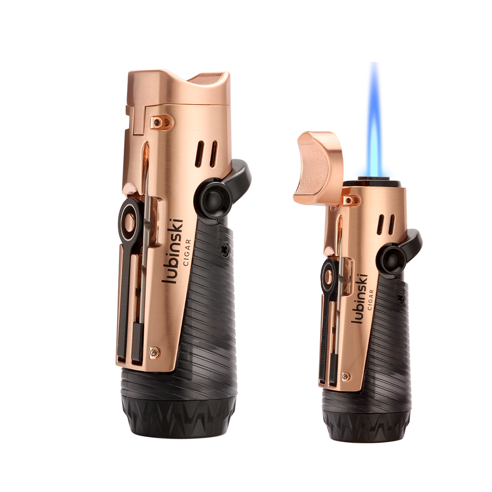 Lubinski 1 Jet Torch Flame Luxury Cigar Lighter Punch Holder Windproof Gift Box