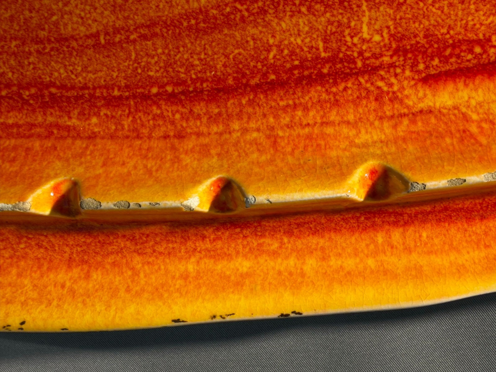 Vintage California D23 USA Pottery Orange Lava Acid Glaze Atomic Age Ashtray MCM