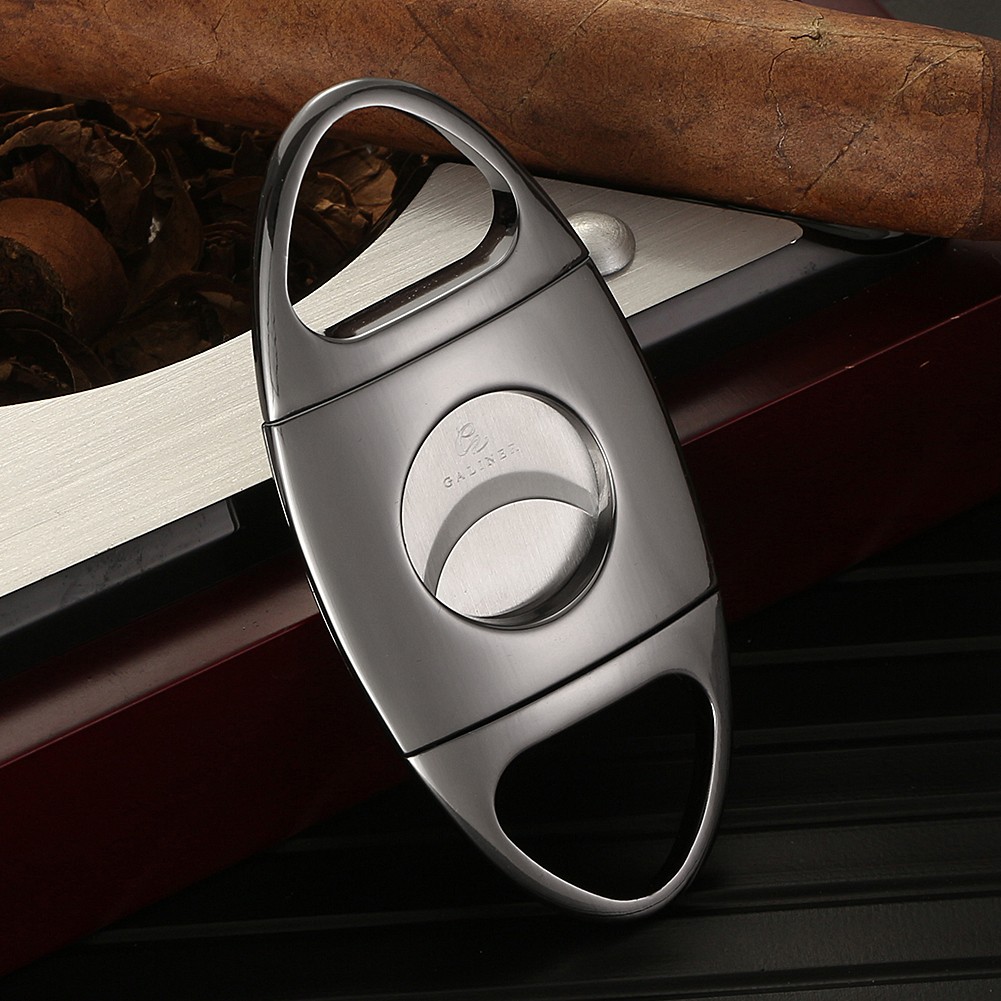 Galiner Pocket Cigar Cutter Double Blades Guillotine Stainless Steel Gift Box