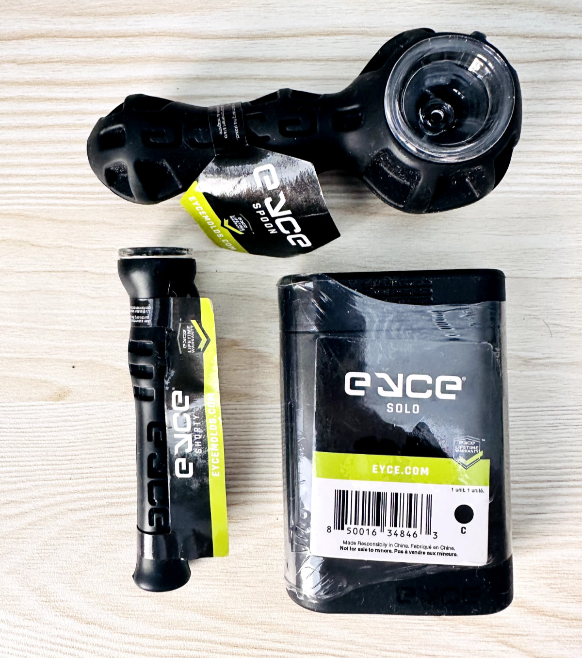 Black EYCE Travel Kit – Spoon, Solo & Shorty Silicone Pipes – Durable, Compact