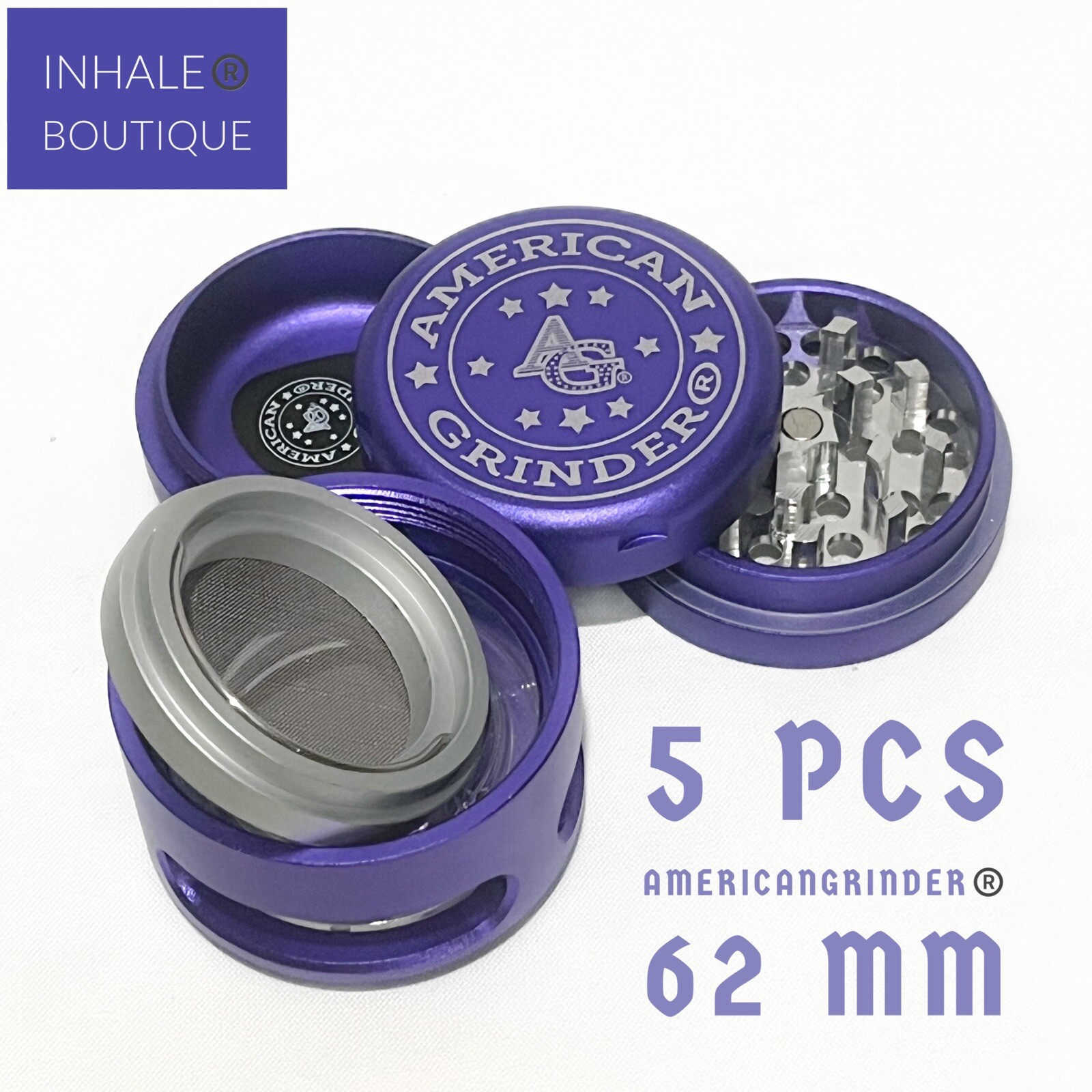AMERICANGRINDER®️ Premium Tobacco /Herb Window Grinder / 5 PCS/ Removable Screen