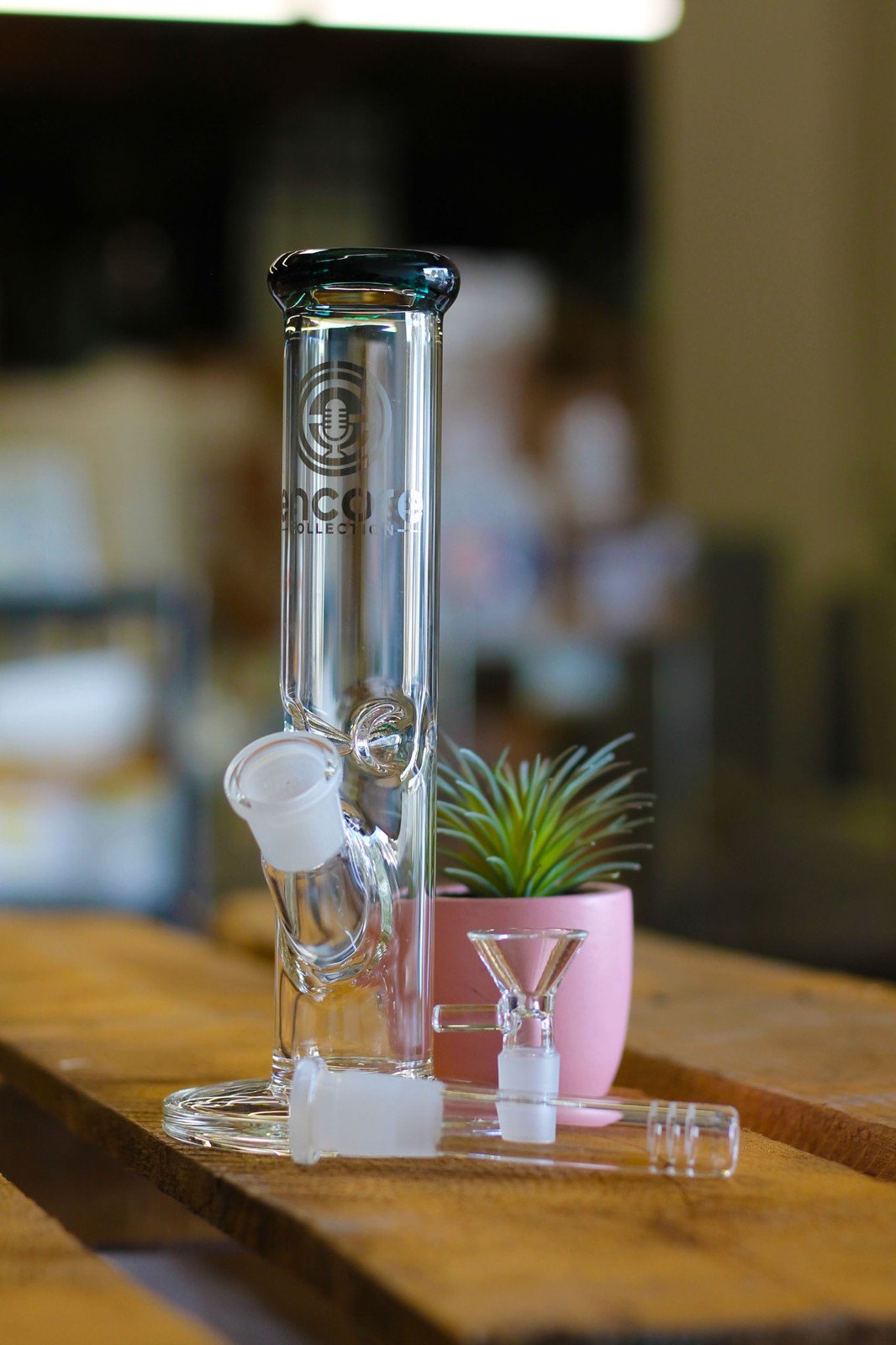 Hookah Water Pipe Heavy Glass 8 inch Tobacco Bong w/ ICE catcher Straight Base