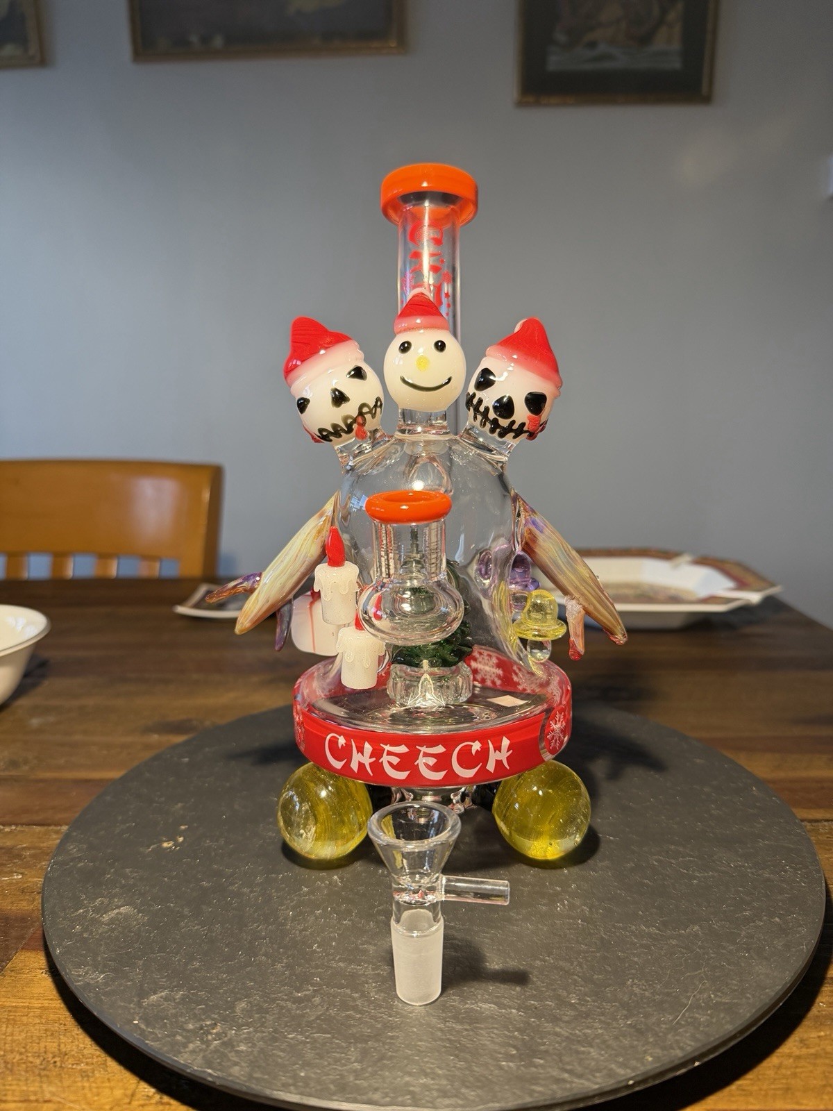 CHEECH GLASS 11’ ‘XMAS Frosty’s Ultimate Holiday’ | 3-Headed Skeleton Water Pipe