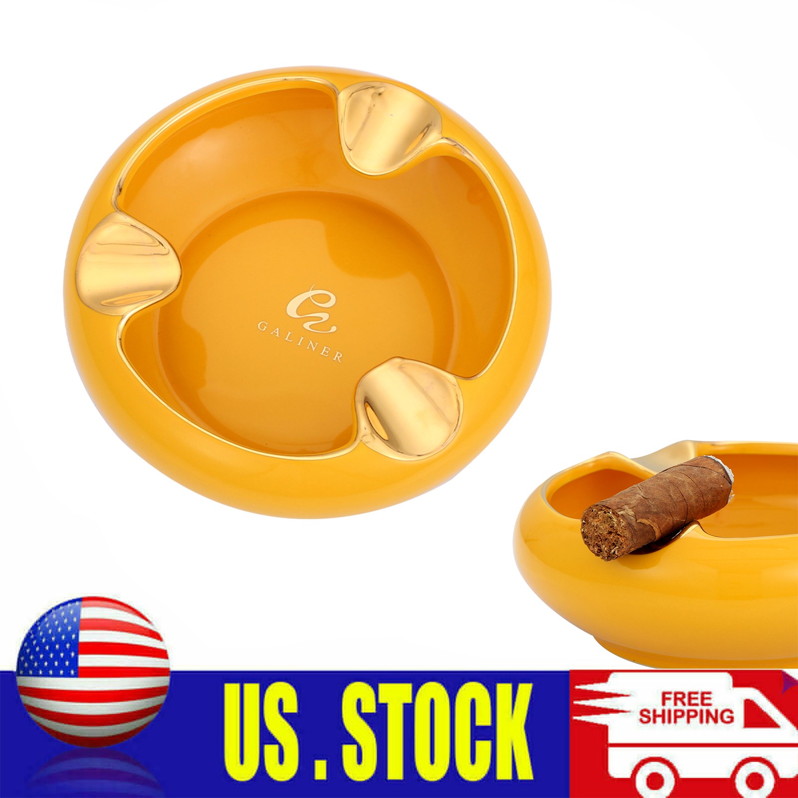 Galiner Ceramic Cigar Ashtray 3 Cigars Luxury For Outdoors Home Ash Tray Holder