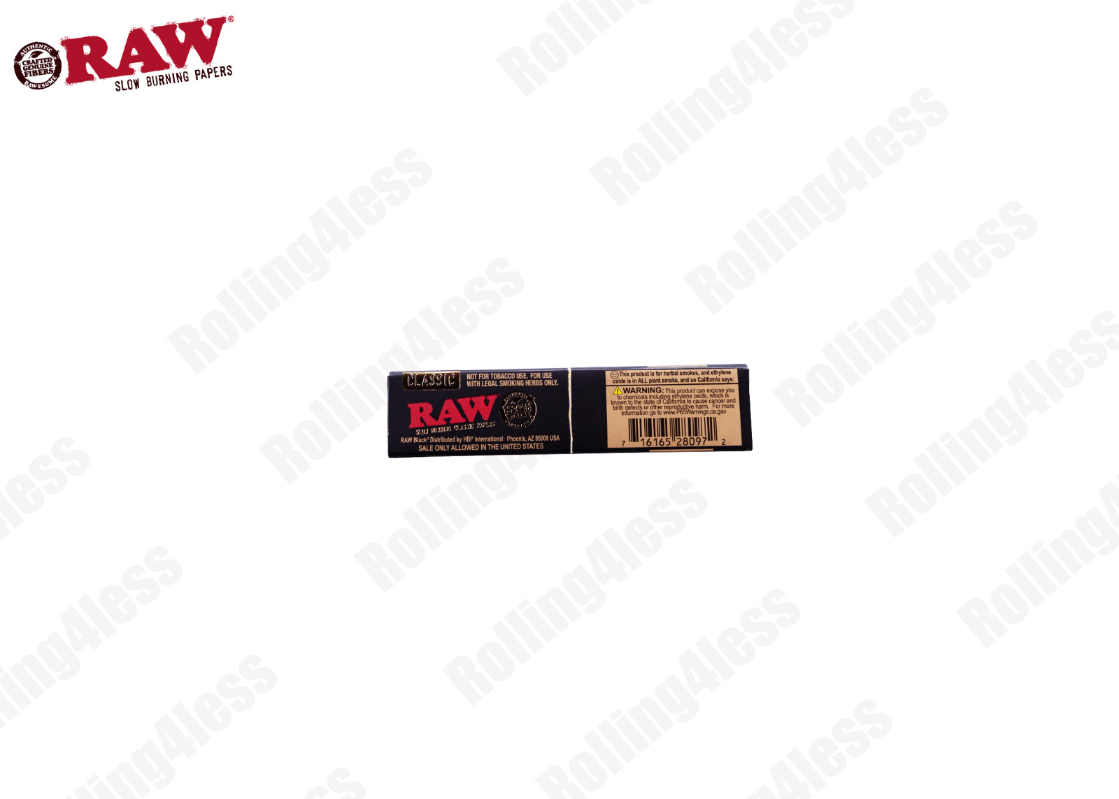 AUTHENTIC Raw Classic Black KINGSIZE SLIM Unrefined Rolling Papers 50 Packs