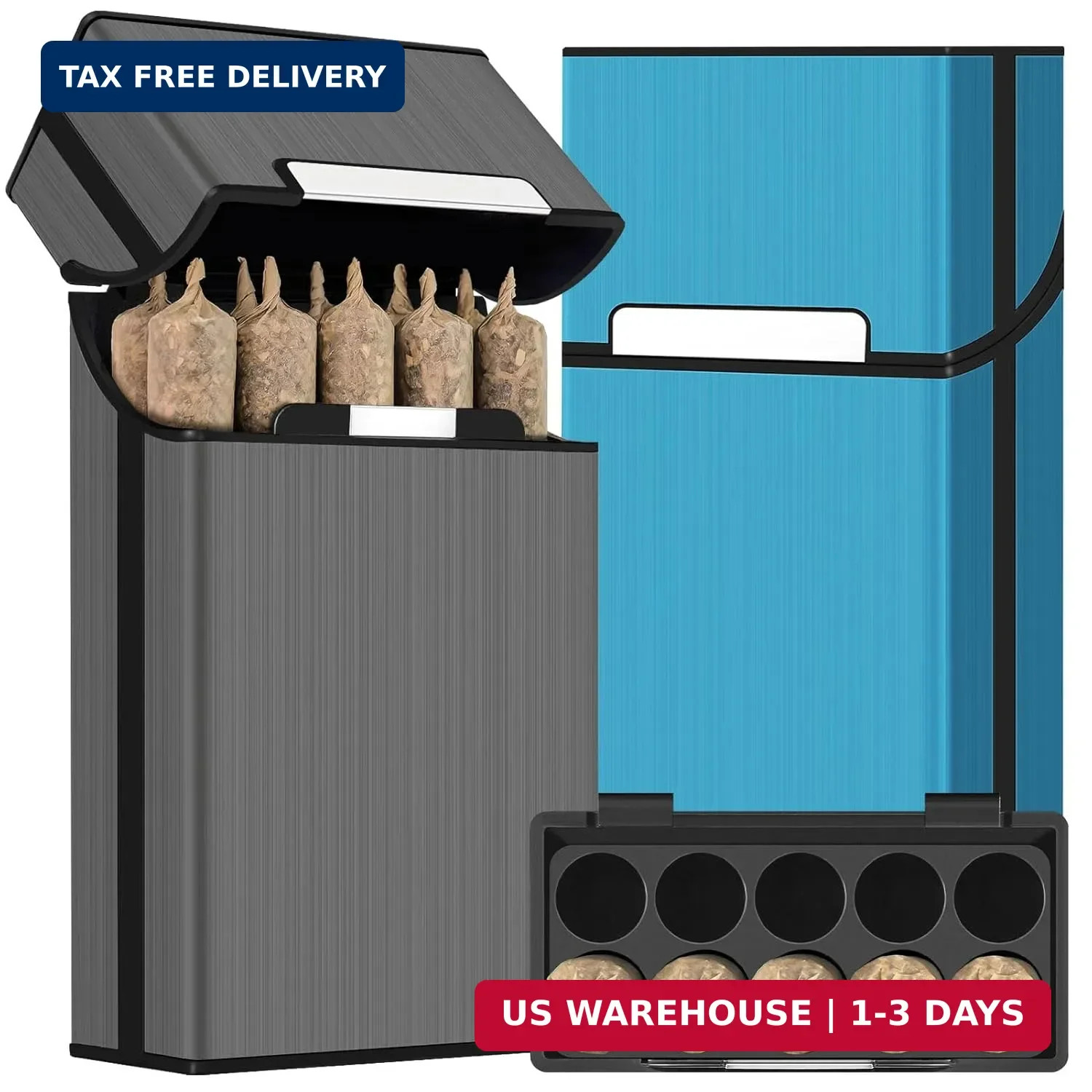 (2 Pack) King Size Pre-roll Cone Holder Case, 10-Hole Cigarette Case for Regular