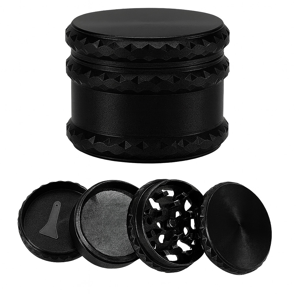 2.5 Inch Magnetic Large Black Metal Spice Tobacco Herb Grinder
