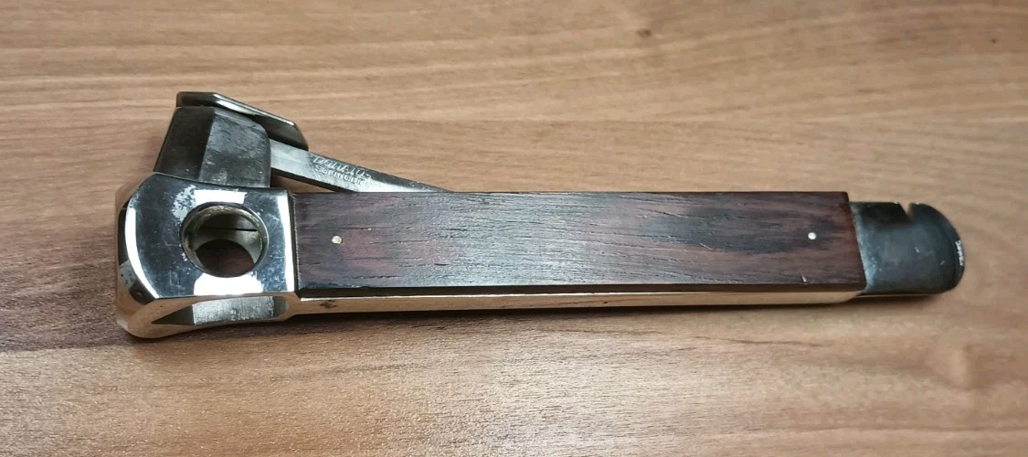 Vintage Solingen Cigar Cutter Western Germany Wood Silver Pocket Tool