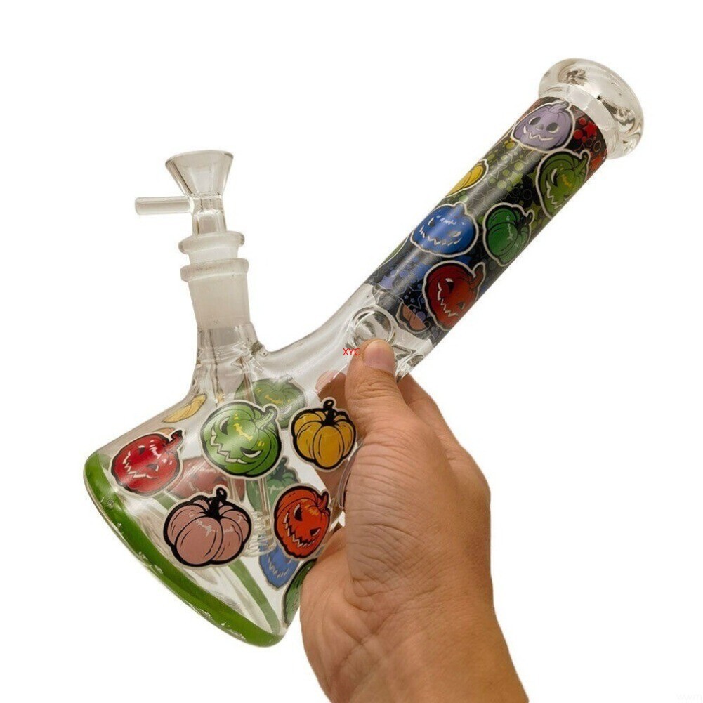 10″ Luminous Pumpkin Glass Bong Smoking Hookah Water Pipe W/ 14mm Male Bowl New