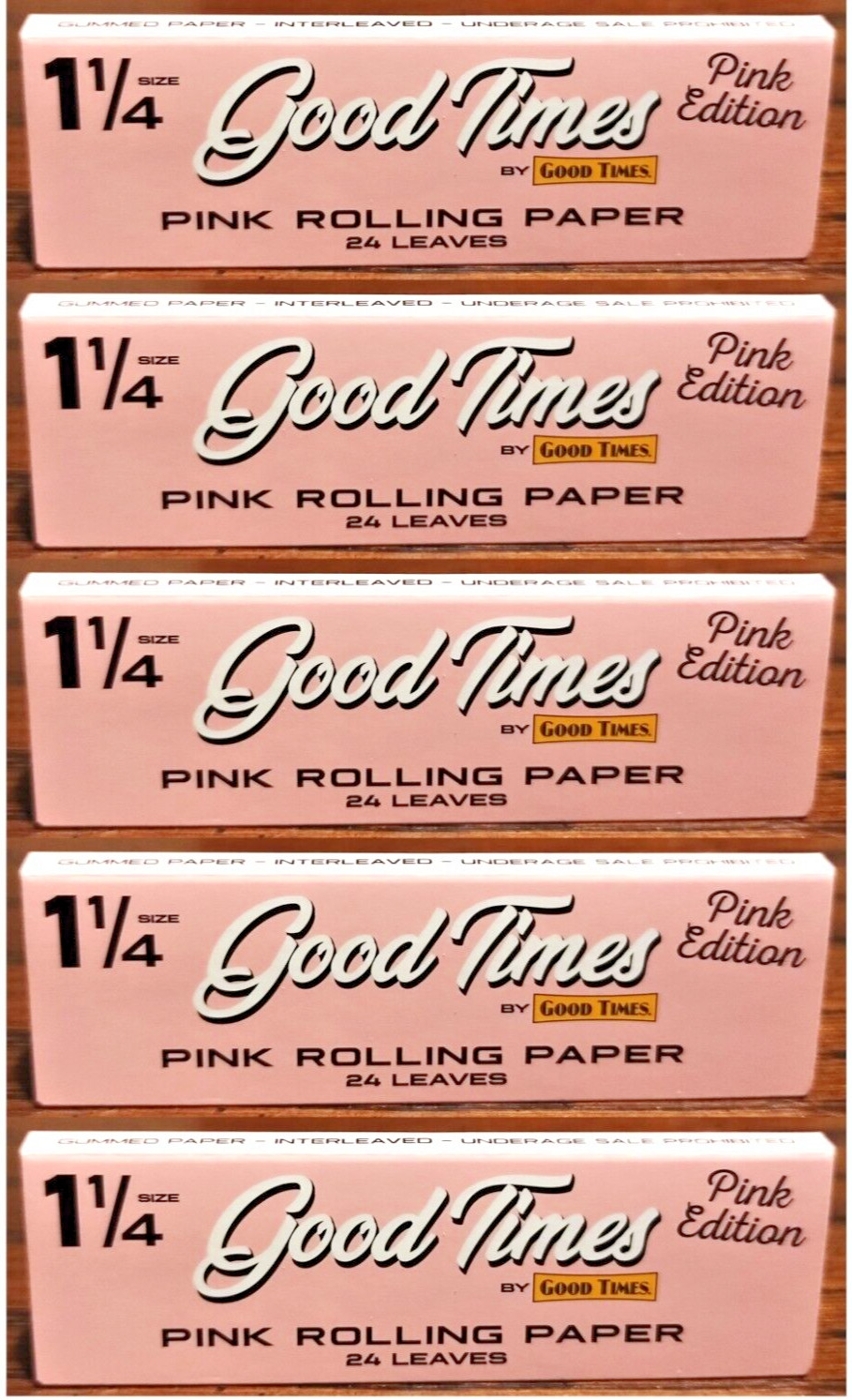 5x Good Times 1 1/4″ 1.25 PINK Rolling Papers 5 Packs! 24 Lvs/Pk *USA SHPD!*