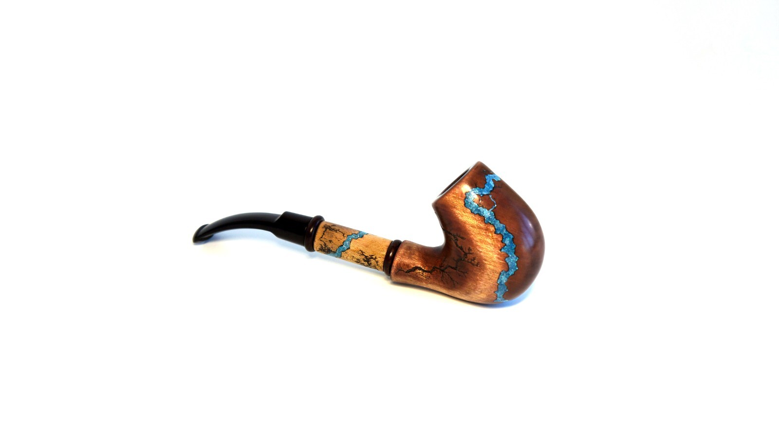 Handcrafted wooden tobacco pipe with Turquoise inlay, 7″ Wooden smoking pipe